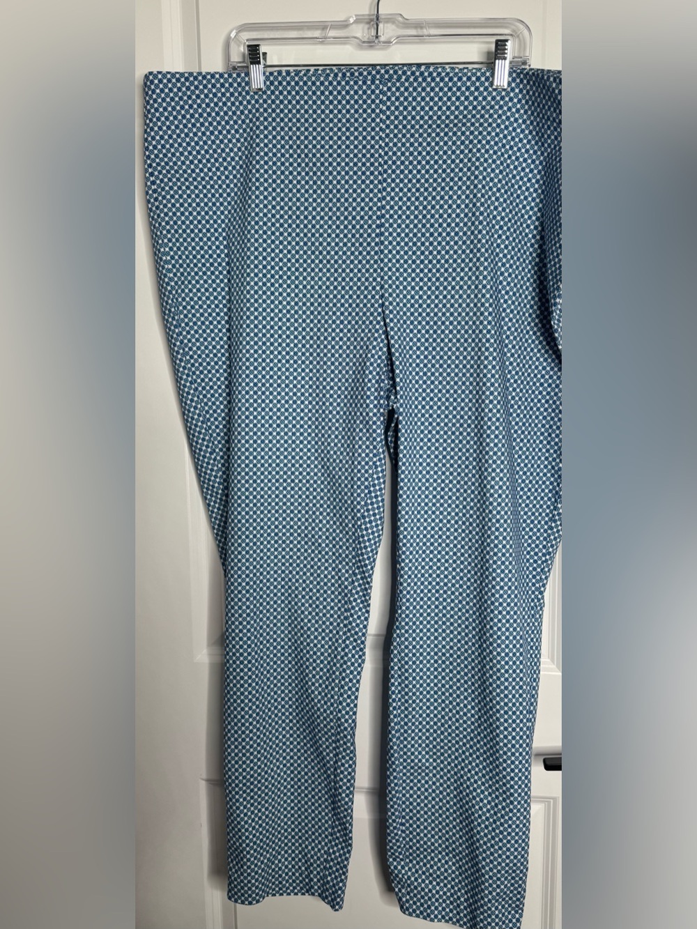 Love Ryan slip on stretch Leisure Wide-Leg Pants in Blue Geometric Print 24 3x